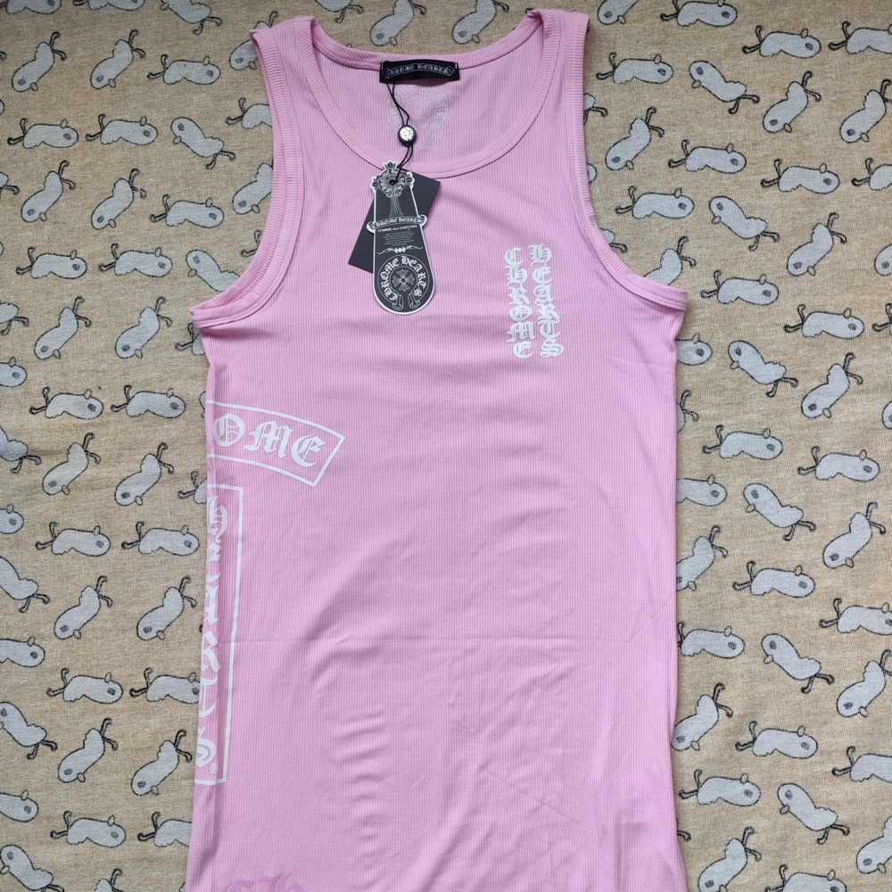 Chrome Hearts Baby Pink Logo Ribbed Tank - Picture 1 of 7